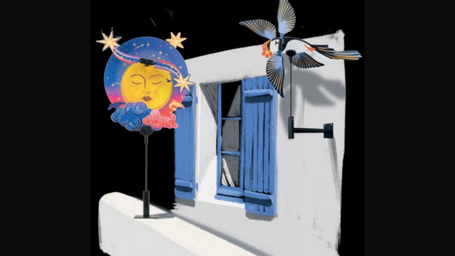 Wall-mounted weather vane door